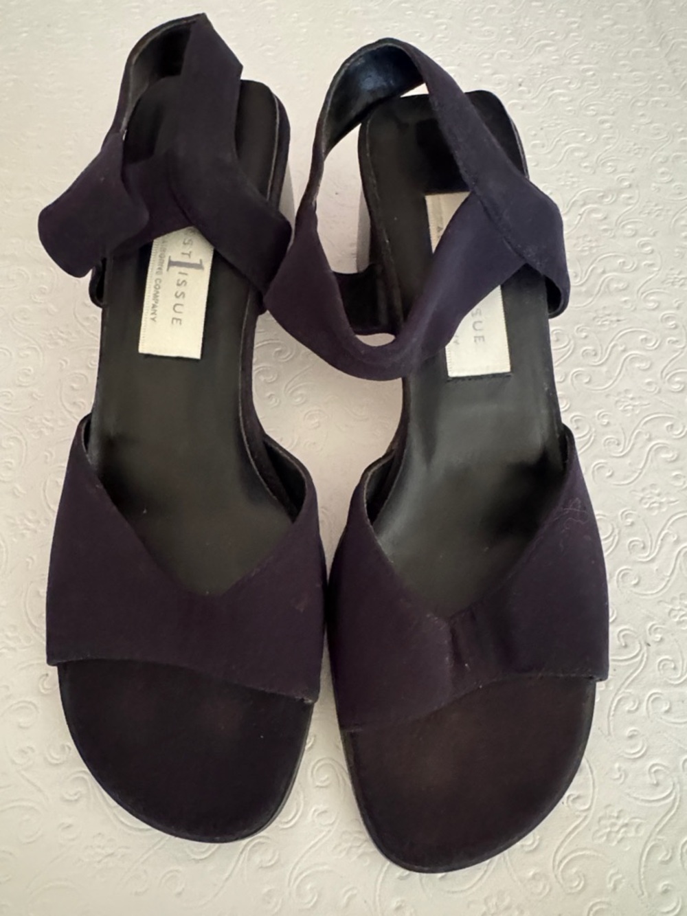 Liz Claiborne Dark Blue Suede Ankle-Strap Sandals